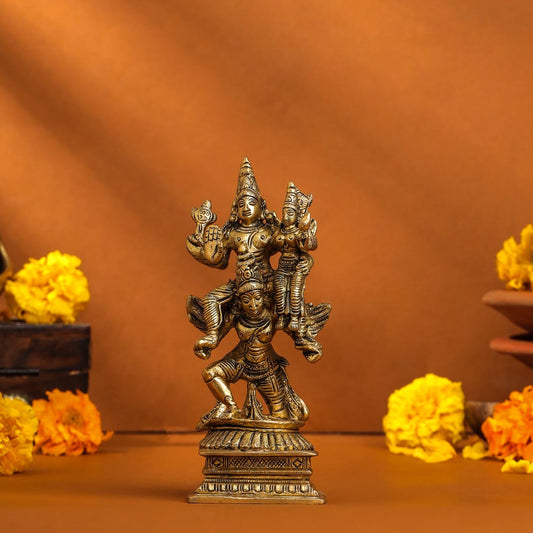 Brass Garuda, Vishnu & Lakshmi Idol (5.5 Inch)