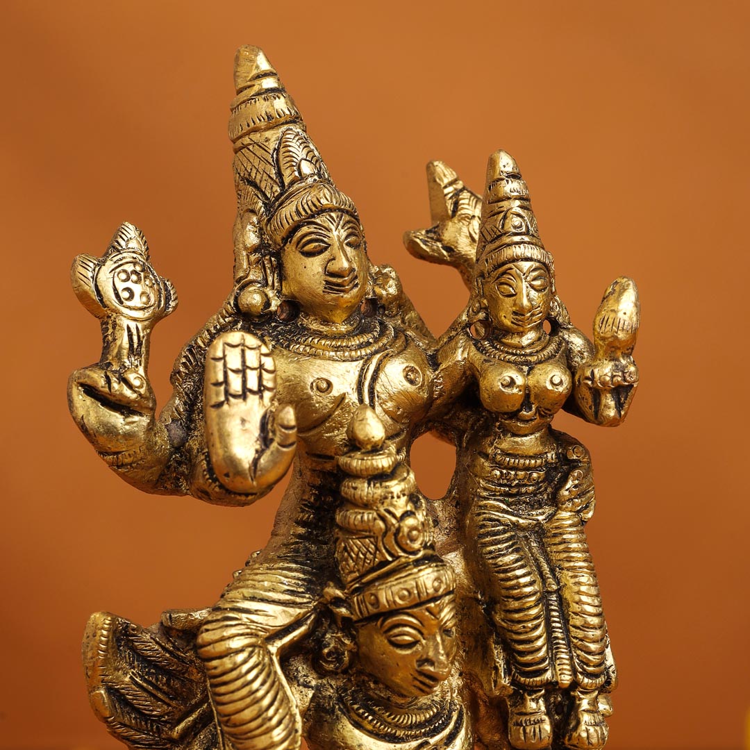 Brass Garuda, Vishnu & Lakshmi Idol (5.5 Inch)