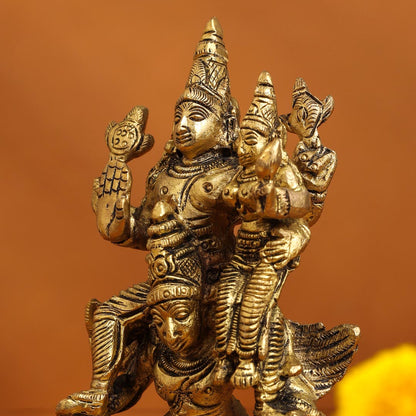 Brass Garuda, Vishnu & Lakshmi Idol (5.5 Inch)