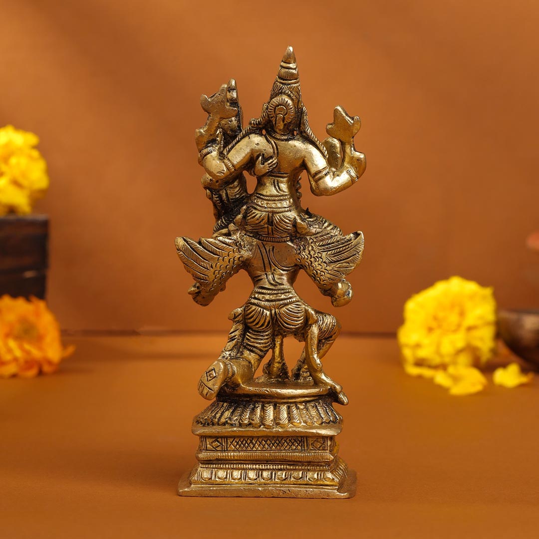 Brass Garuda, Vishnu & Lakshmi Idol (5.5 Inch)