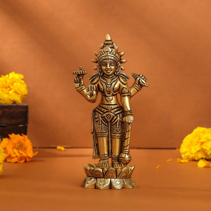 Brass Superfine Lord Vishnu On Lotus Idol (6 Inch)