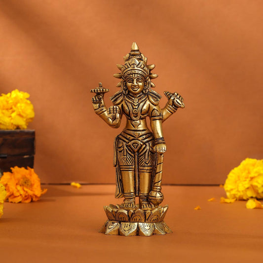 Brass Superfine Lord Vishnu On Lotus Idol (6 Inch)