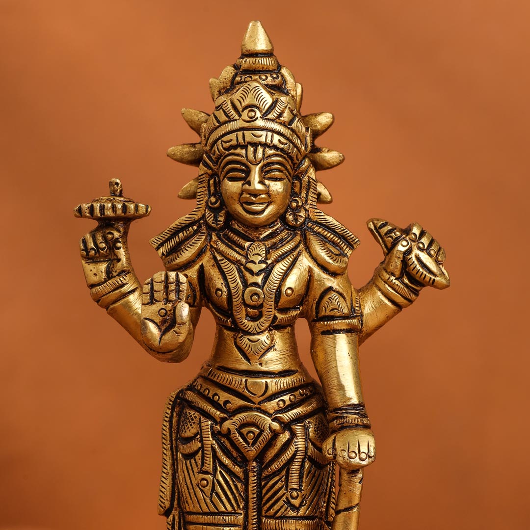 Brass Superfine Lord Vishnu On Lotus Idol (6 Inch)