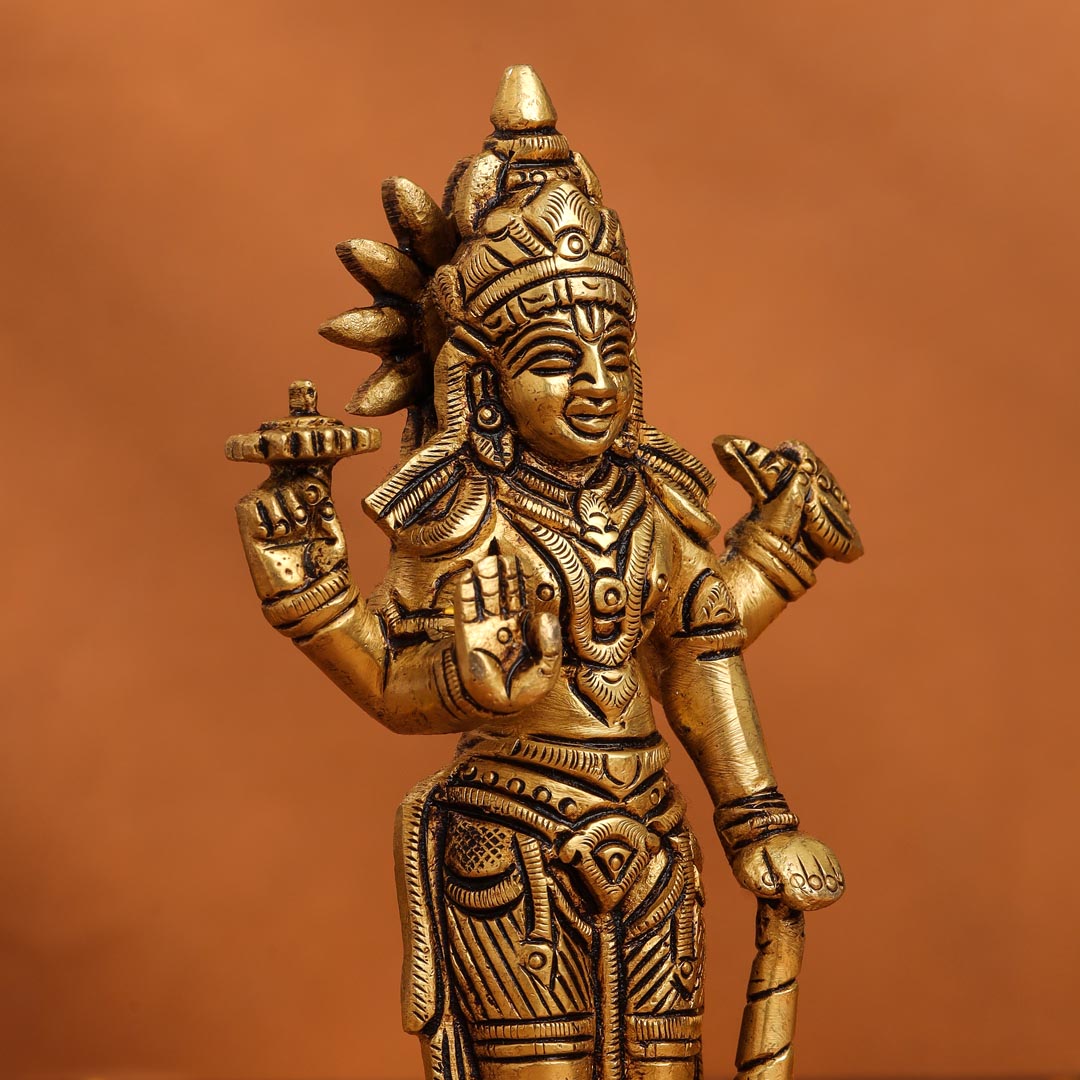 Brass Superfine Lord Vishnu On Lotus Idol (6 Inch)