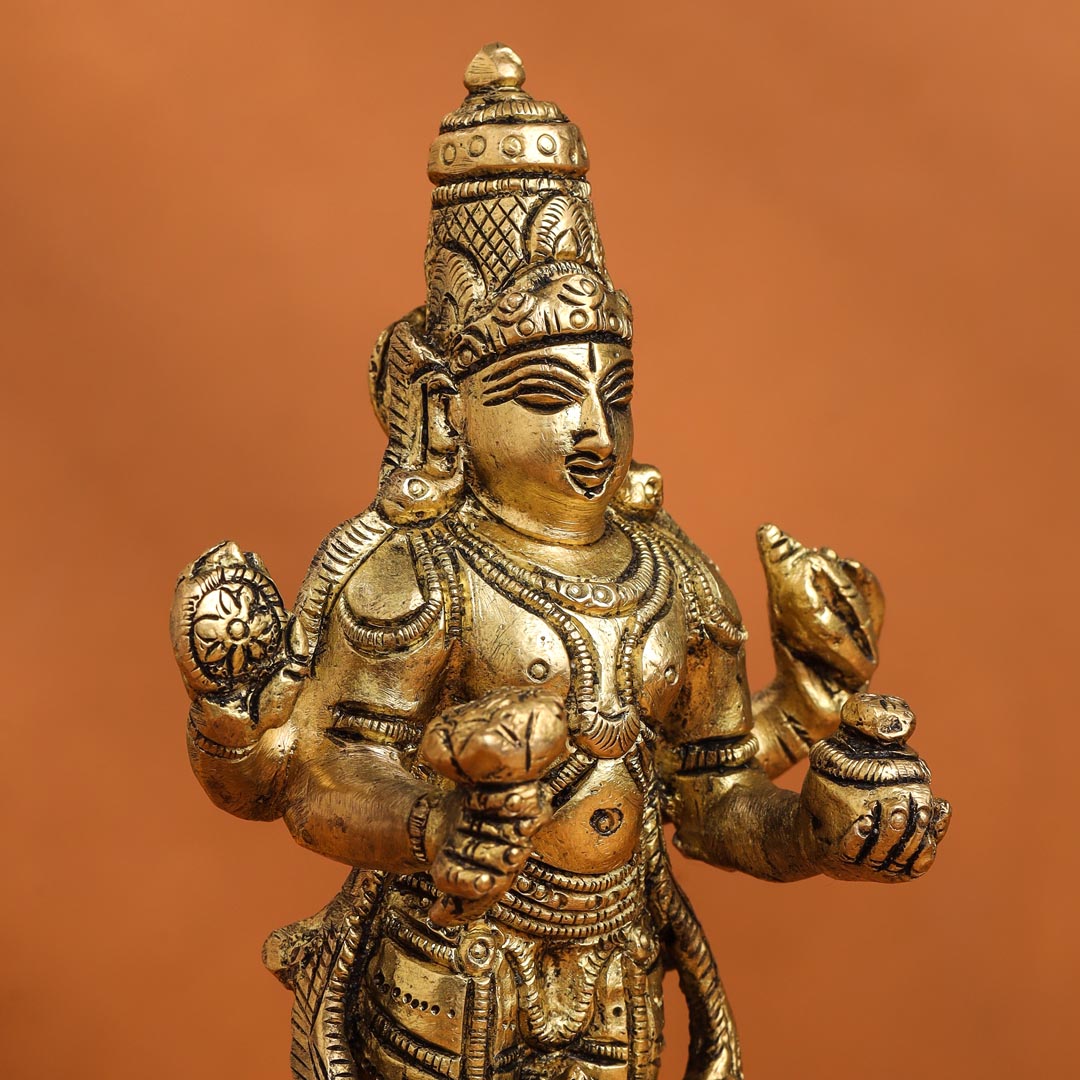 Brass Lord Dhanvantari Idol (6.5 Inch)