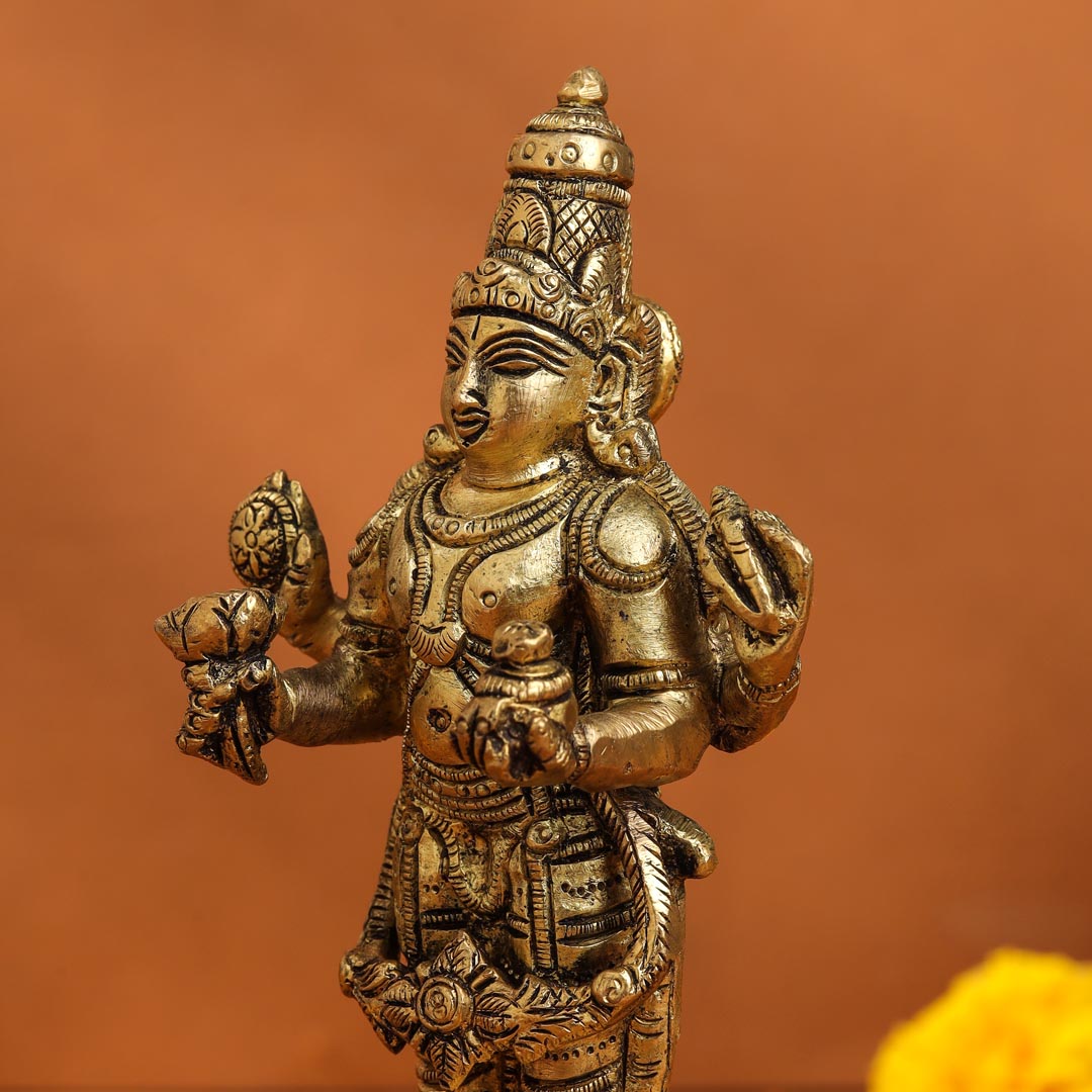 Brass Lord Dhanvantari Idol (6.5 Inch)
