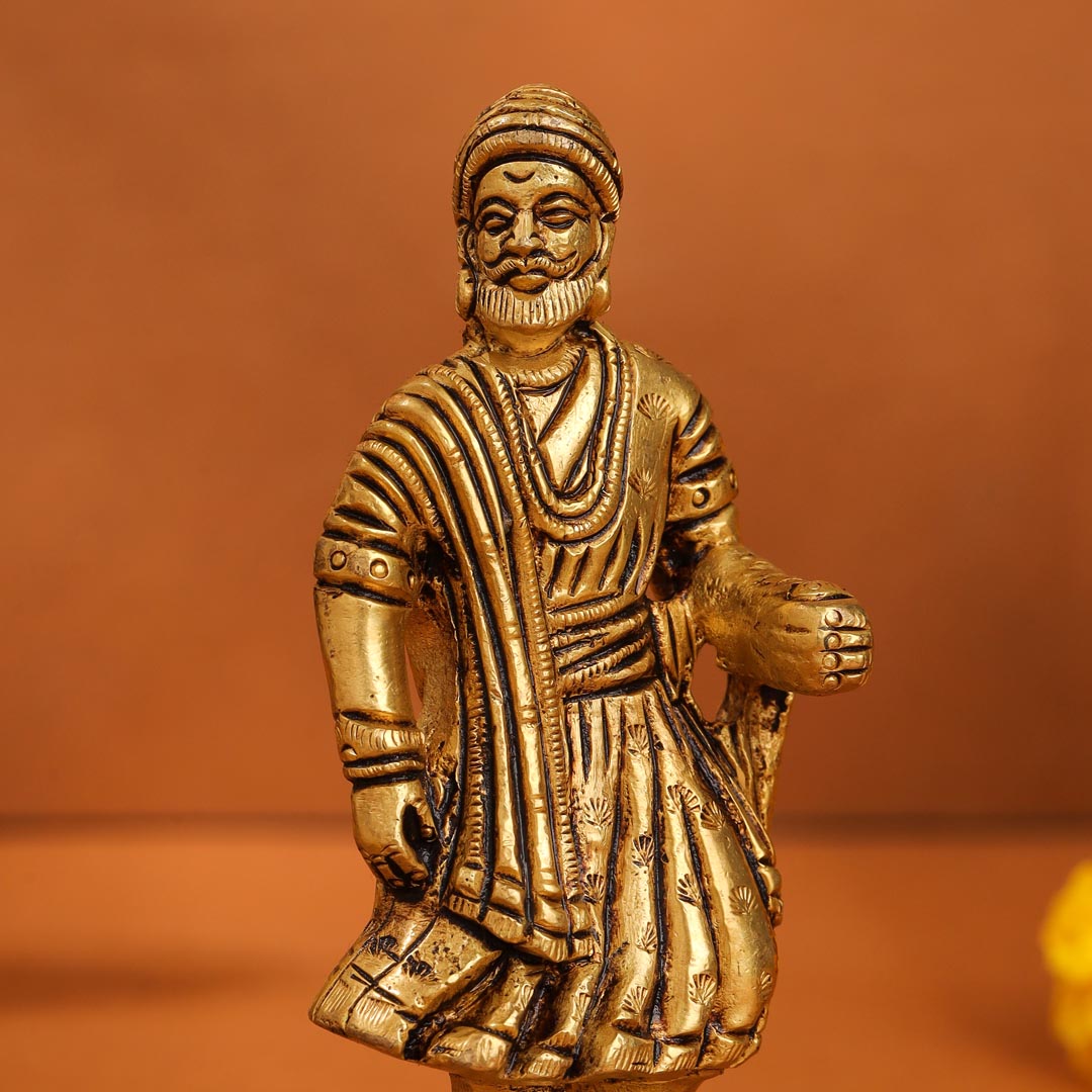Brass Superfine Chatrapati Shivaji Maharaj Idol (4.2 Inch)