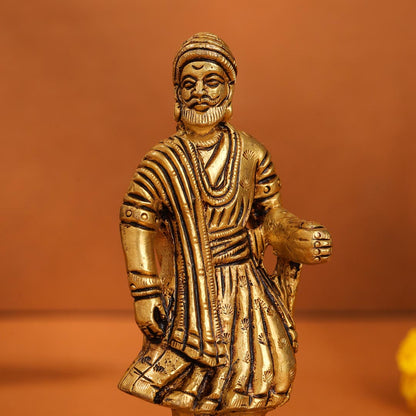 Brass Superfine Chatrapati Shivaji Maharaj Idol (4.2 Inch)