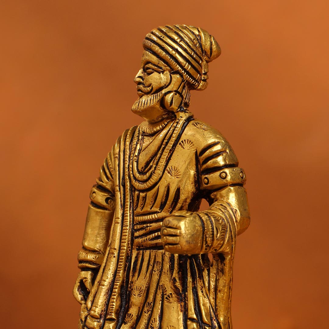 Brass Superfine Chatrapati Shivaji Maharaj Idol (4.2 Inch)
