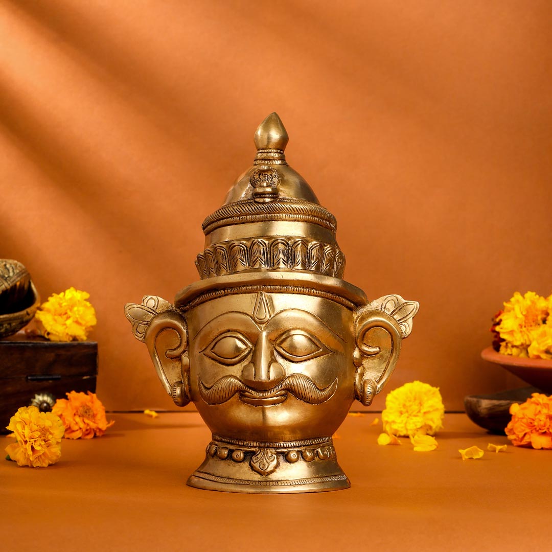 Brass Shiva And Parvati Head Statue (9 Inch)
