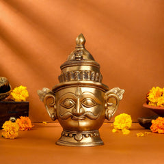 Brass Shiva And Parvati Head Statue (9 Inch)