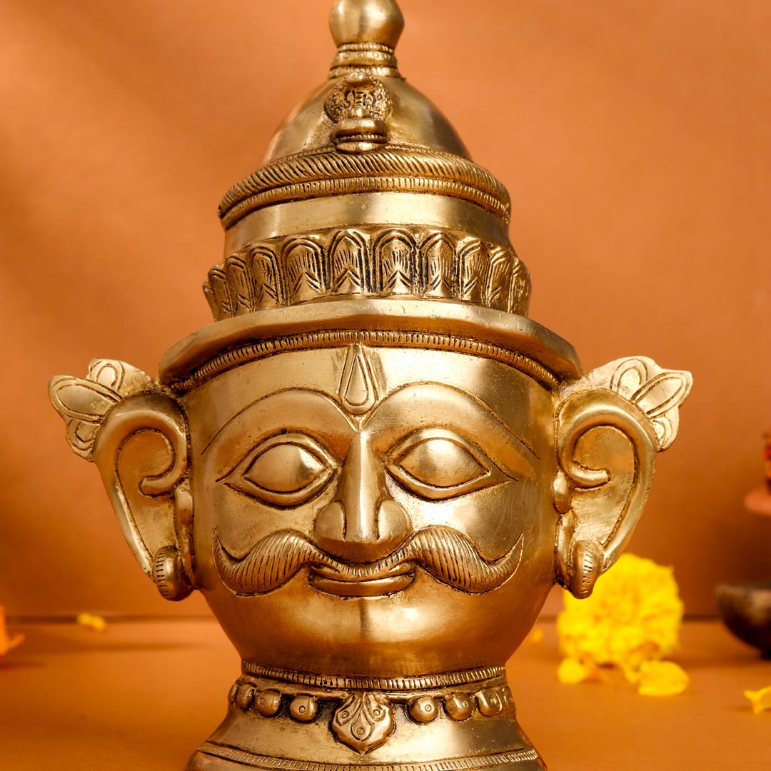 Brass Shiva And Parvati Head Statue (9 Inch)