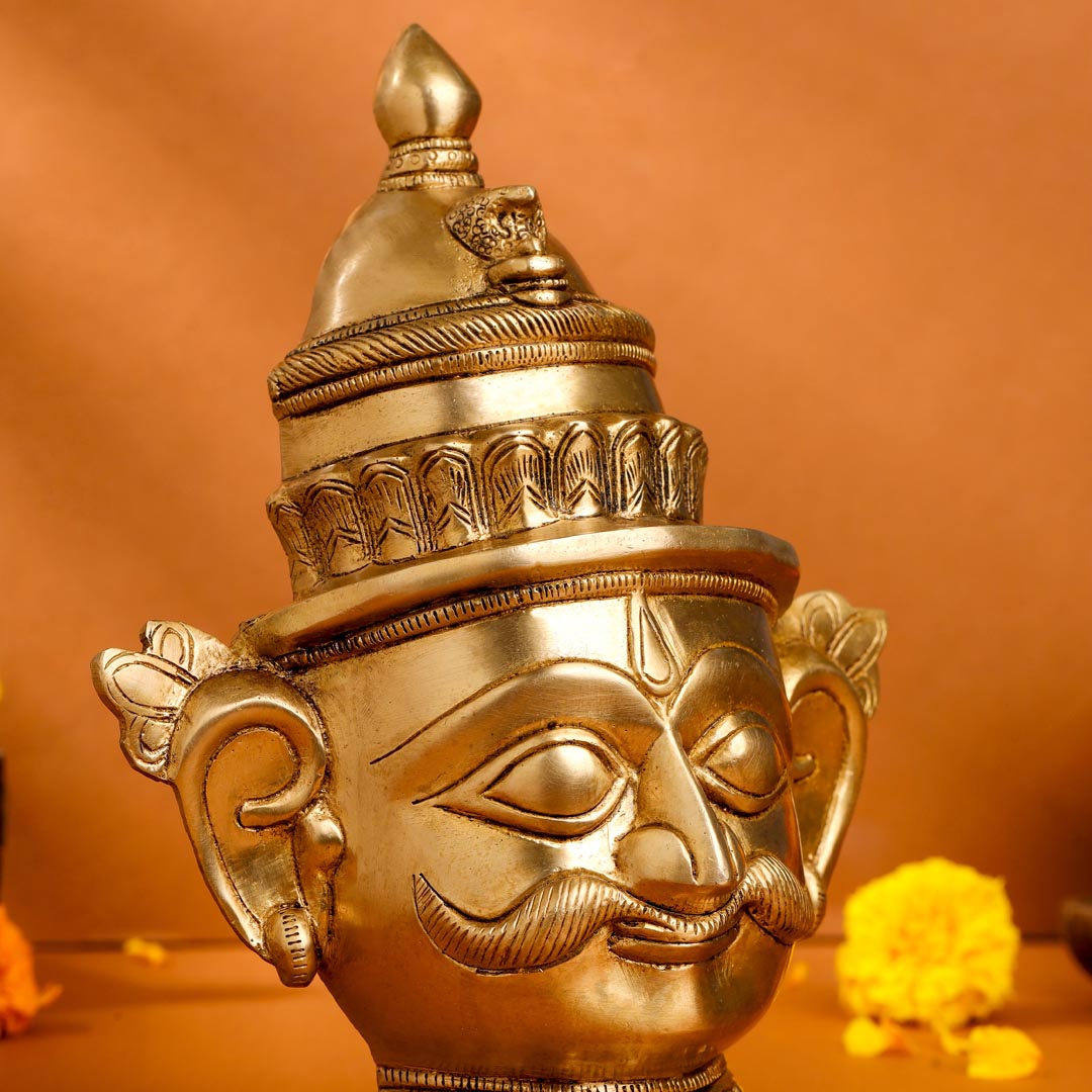 Brass Shiva And Parvati Head Statue (9 Inch)