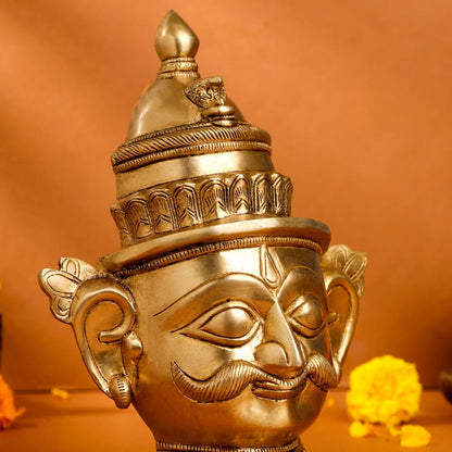 Brass Shiva And Parvati Head Statue (9 Inch)