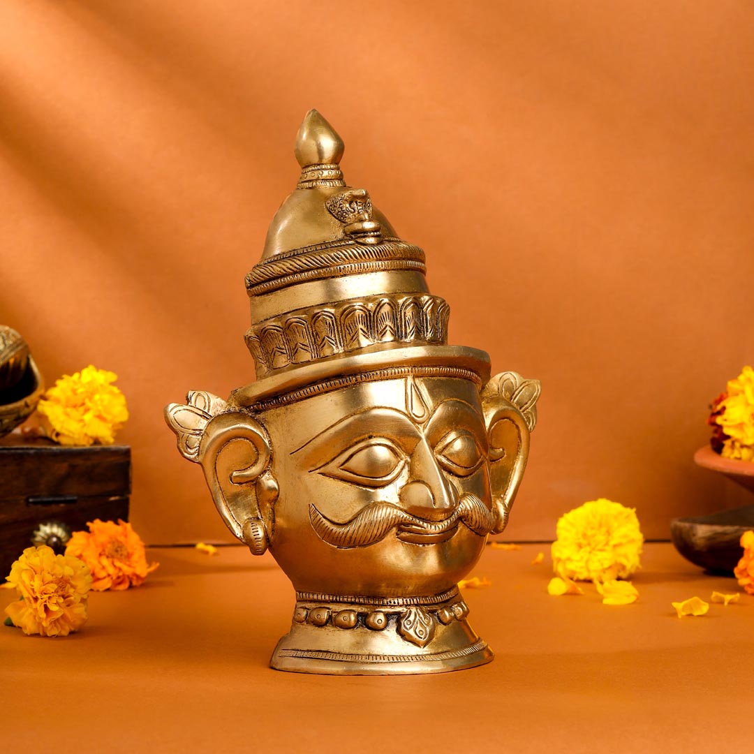 Brass Shiva And Parvati Head Statue (9 Inch)