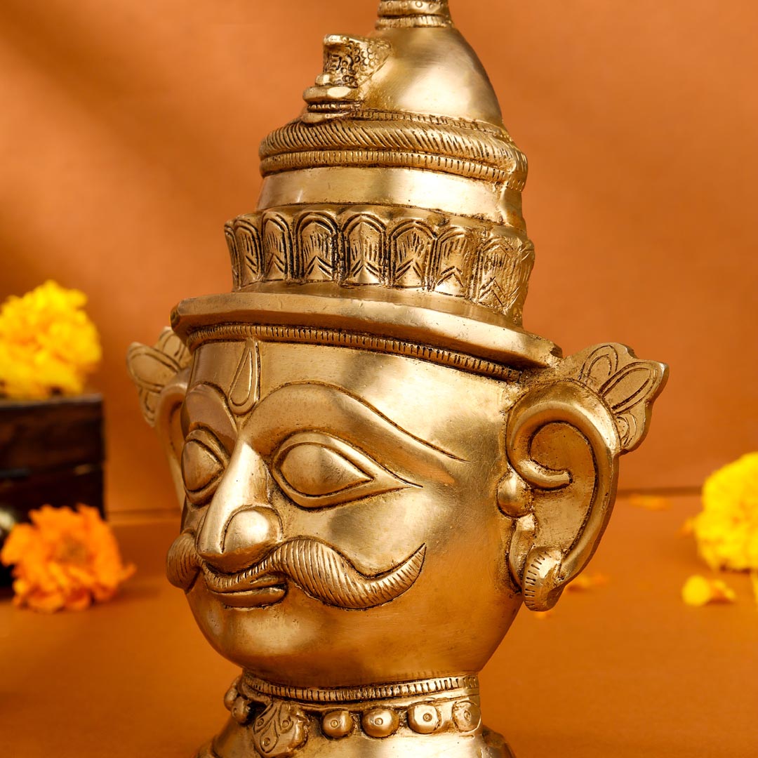 Brass Shiva And Parvati Head Statue (9 Inch)