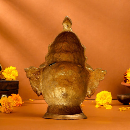 Brass Shiva And Parvati Head Statue (9 Inch)