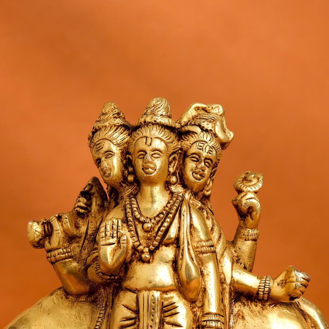Brass Lord Dattatreya Idol (6.5 Inch)