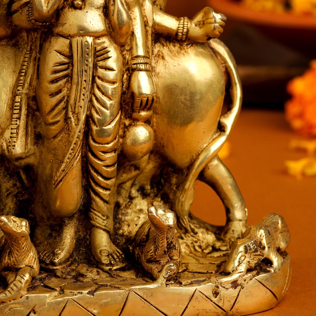Brass Lord Dattatreya Idol (6.5 Inch)