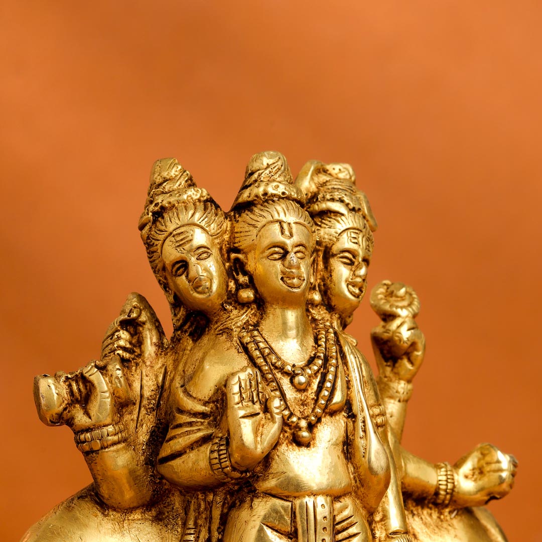 Brass Lord Dattatreya Idol (6.5 Inch)