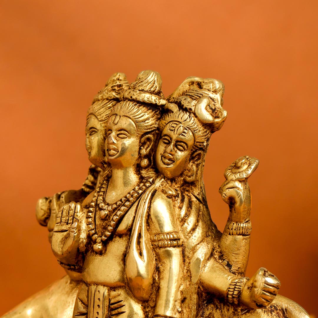 Brass Lord Dattatreya Idol (6.5 Inch)