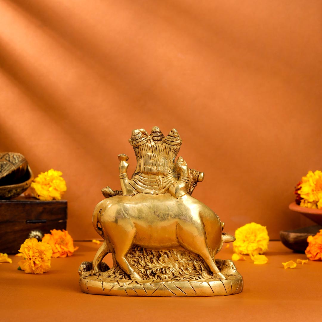 Brass Lord Dattatreya Idol (6.5 Inch)
