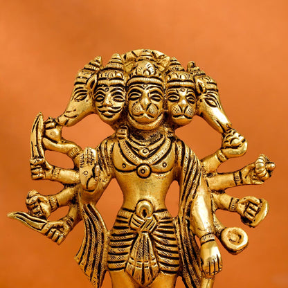 Brass Panchmukhi Hanuman Idol (6.5 Inch)