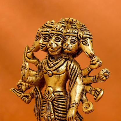 Brass Panchmukhi Hanuman Idol (6.5 Inch)