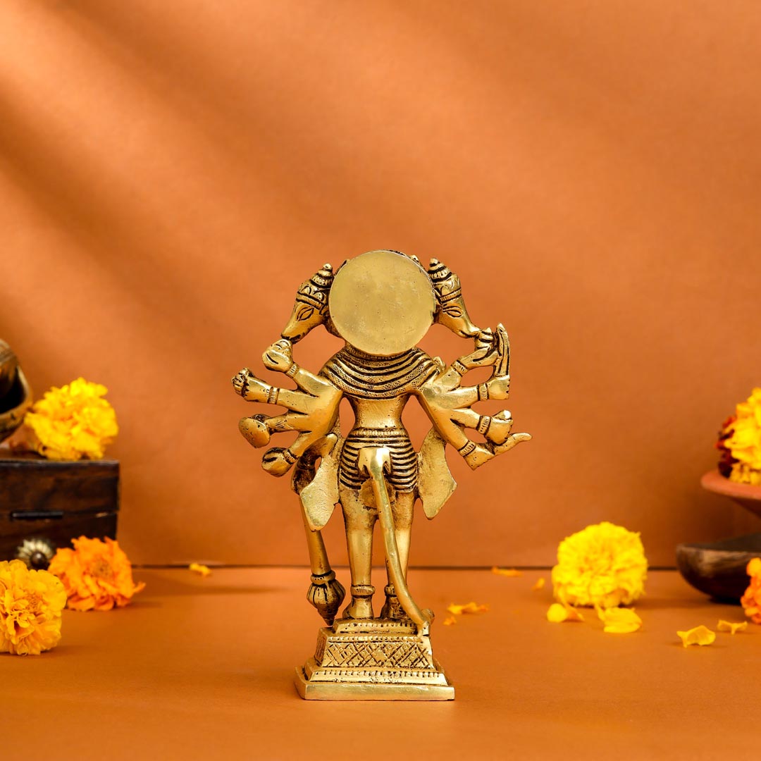 Brass Panchmukhi Hanuman Idol (6.5 Inch)