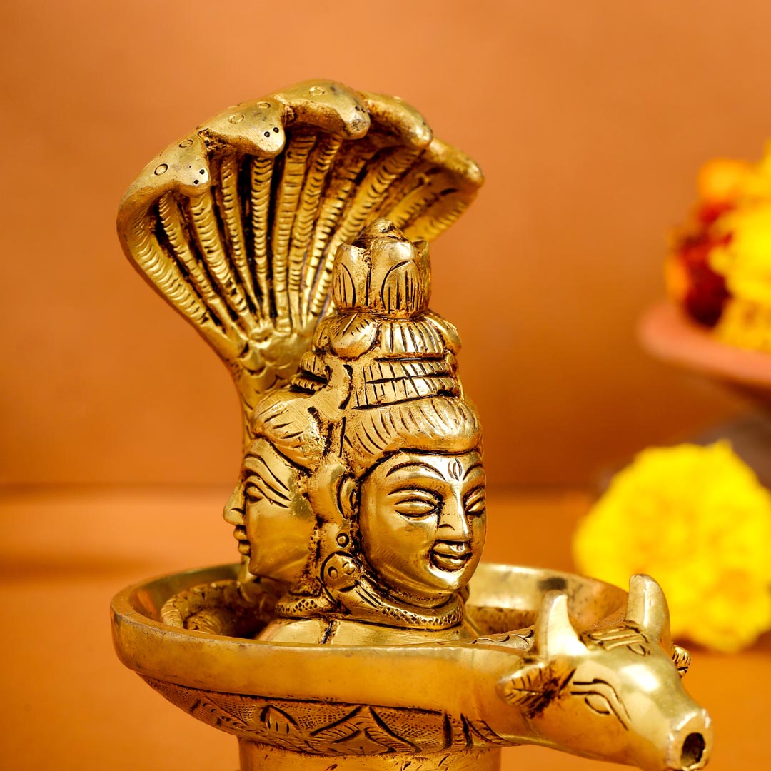Brass Nandi Mukhshivlingam Idol (5 Inch)
