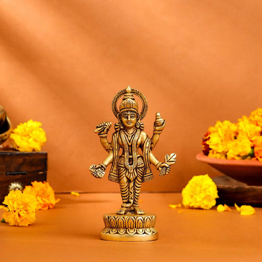 Brass Lord Dhanvantari Idol (6 Inch)