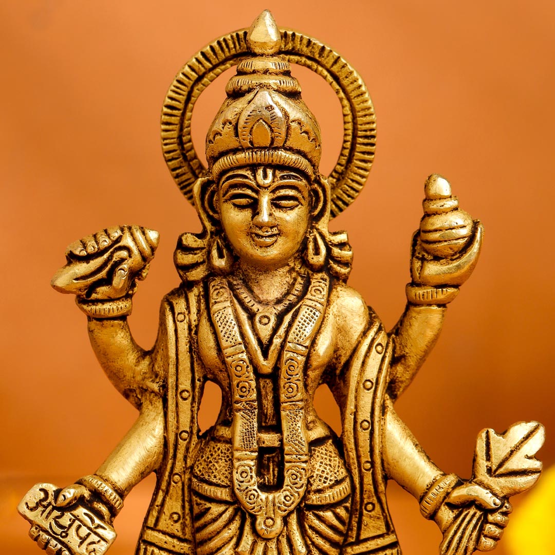 Brass Lord Dhanvantari Idol (6 Inch)