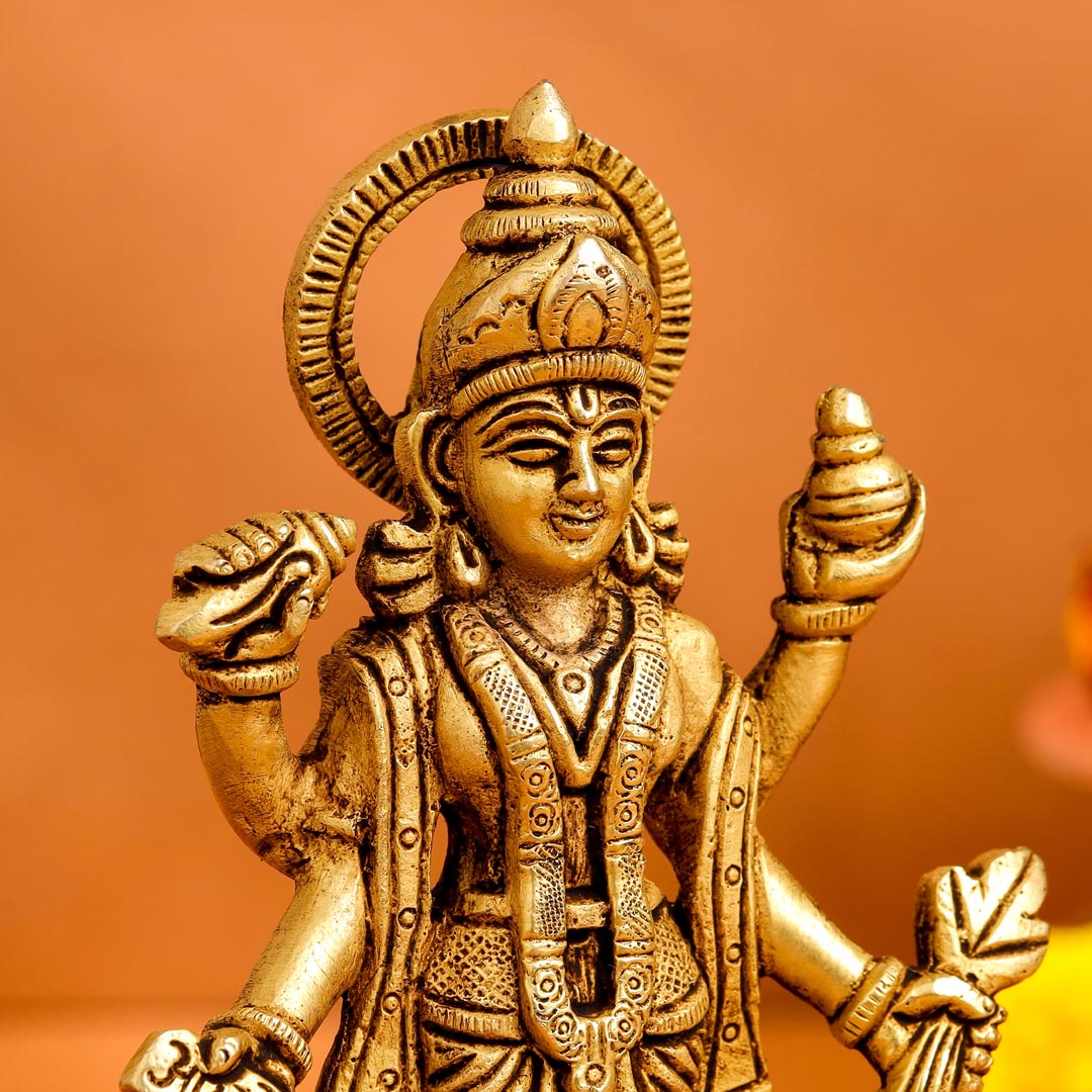 Brass Lord Dhanvantari Idol (6 Inch)