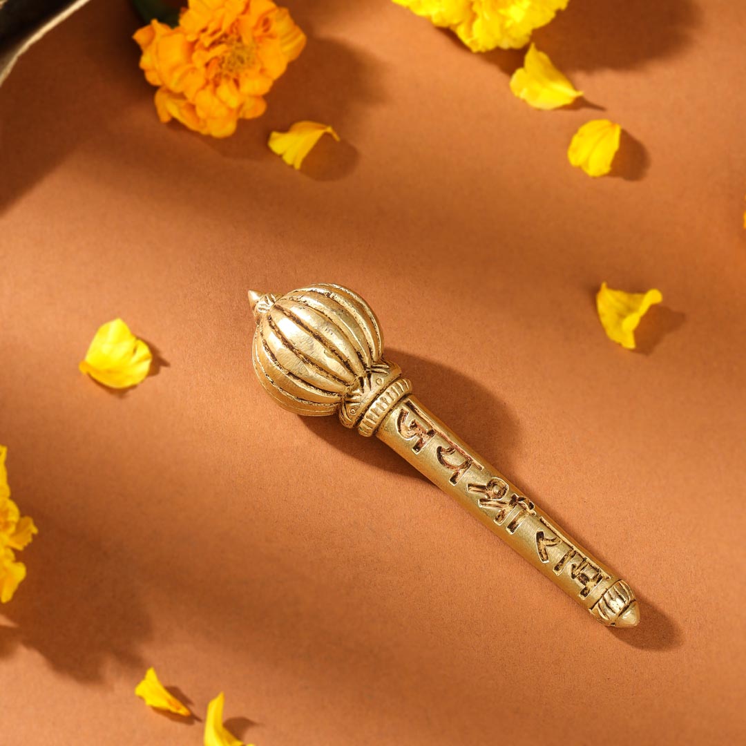Brass Handcrafted Hanuman Mace/Gada – Strength & Devotion (3 Sizes)