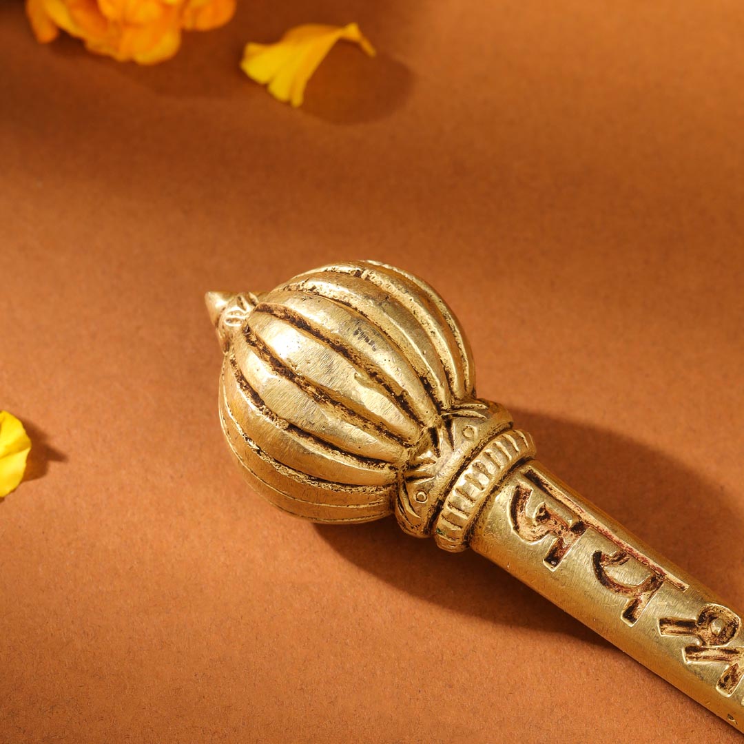 Brass Handcrafted Hanuman Mace/Gada – Strength & Devotion (3 Sizes)