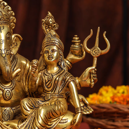 Brass Superfine Ganesha With Riddhi Siddhi Idol (12 Inch)