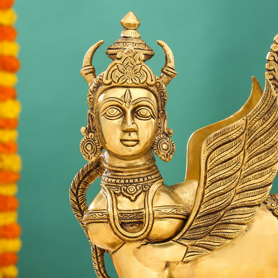 Brass Superfine Kamdhenu Cow With Calf Idol (17 Inch)