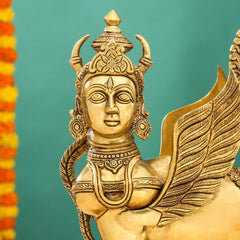 Brass Superfine Kamdhenu Cow With Calf Idol (17 Inch)
