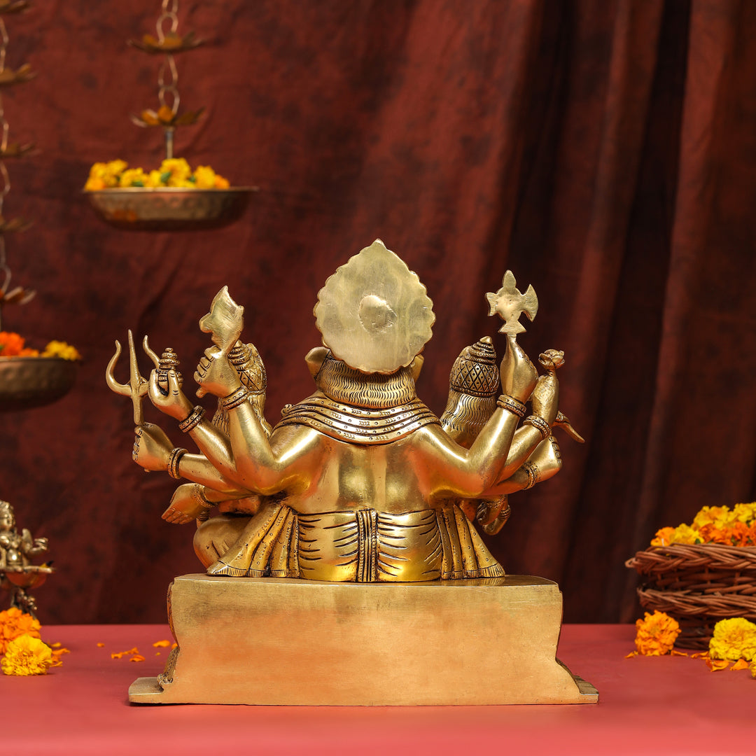 Brass Superfine Ganesha With Riddhi Siddhi Idol (12 Inch)