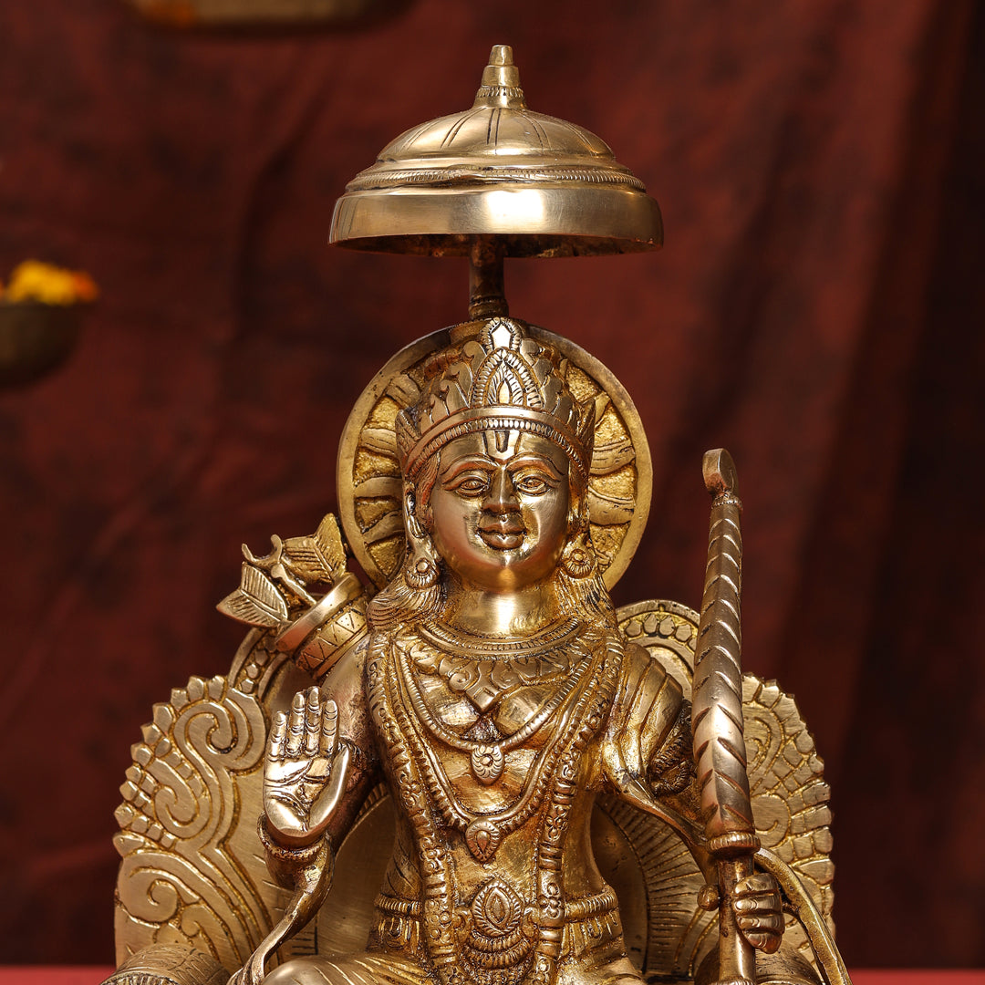 Brass Lord Ram On Throne (Singhasan) Idol (15 Inch)