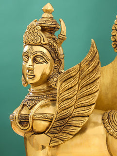 Brass Superfine Kamdhenu Cow With Calf Idol (17 Inch)