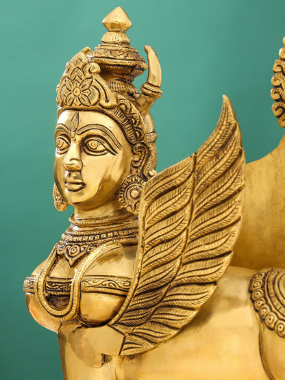 Brass Superfine Kamdhenu Cow With Calf Idol (17 Inch)