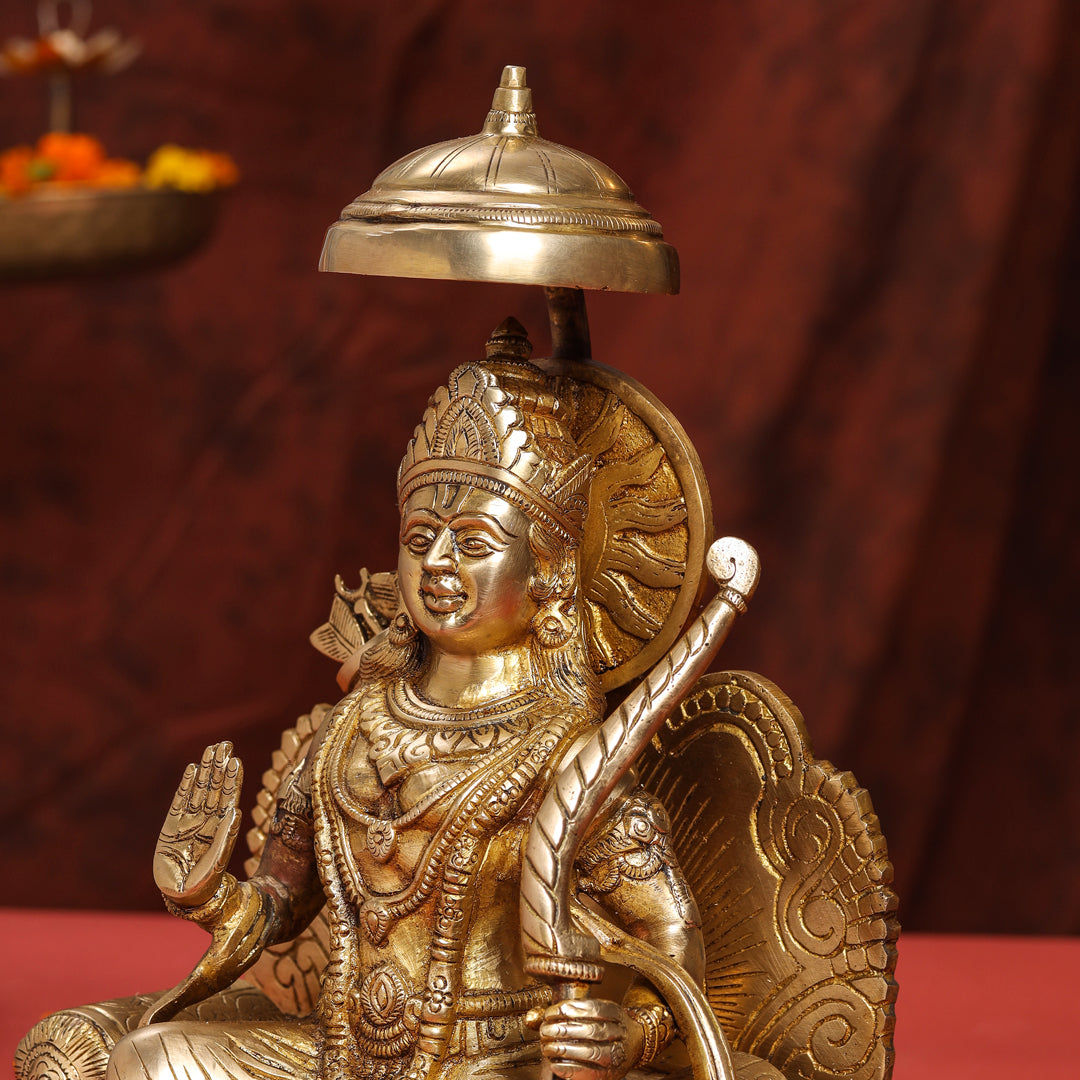 Brass Lord Ram On Throne (Singhasan) Idol (15 Inch)