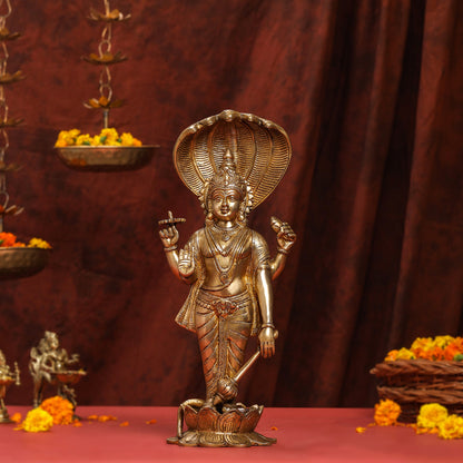 Brass Standing Lord Vishnu Idol (16.5 Inch)