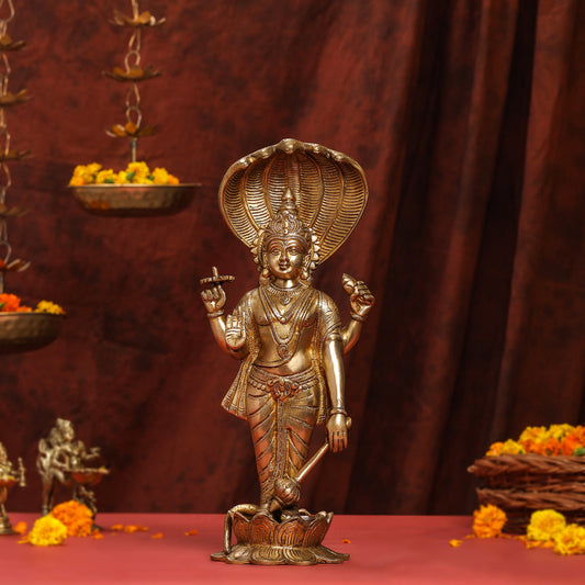 Brass Standing Lord Vishnu Idol (16.5 Inch)
