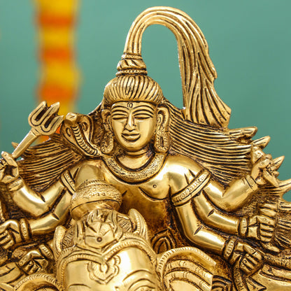 Brass Ganesha On Throne (Singhasan) Idol (16 Inch)