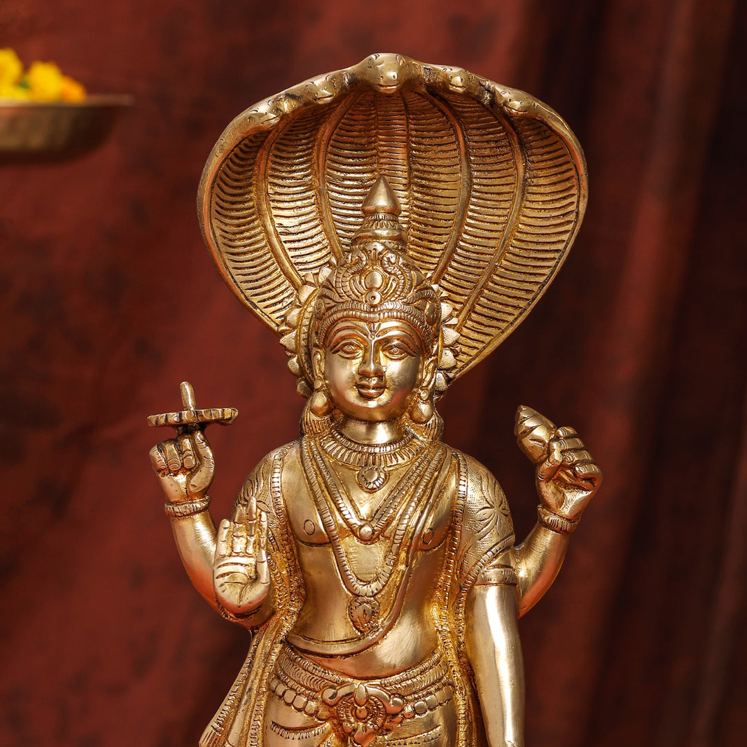 Brass Standing Lord Vishnu Idol (16.5 Inch)