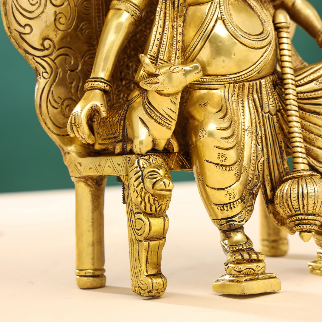 Brass Ganesha On Throne (Singhasan) Idol (16 Inch)