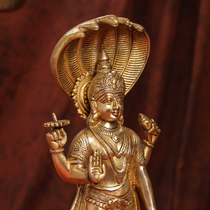Brass Standing Lord Vishnu Idol (16.5 Inch)