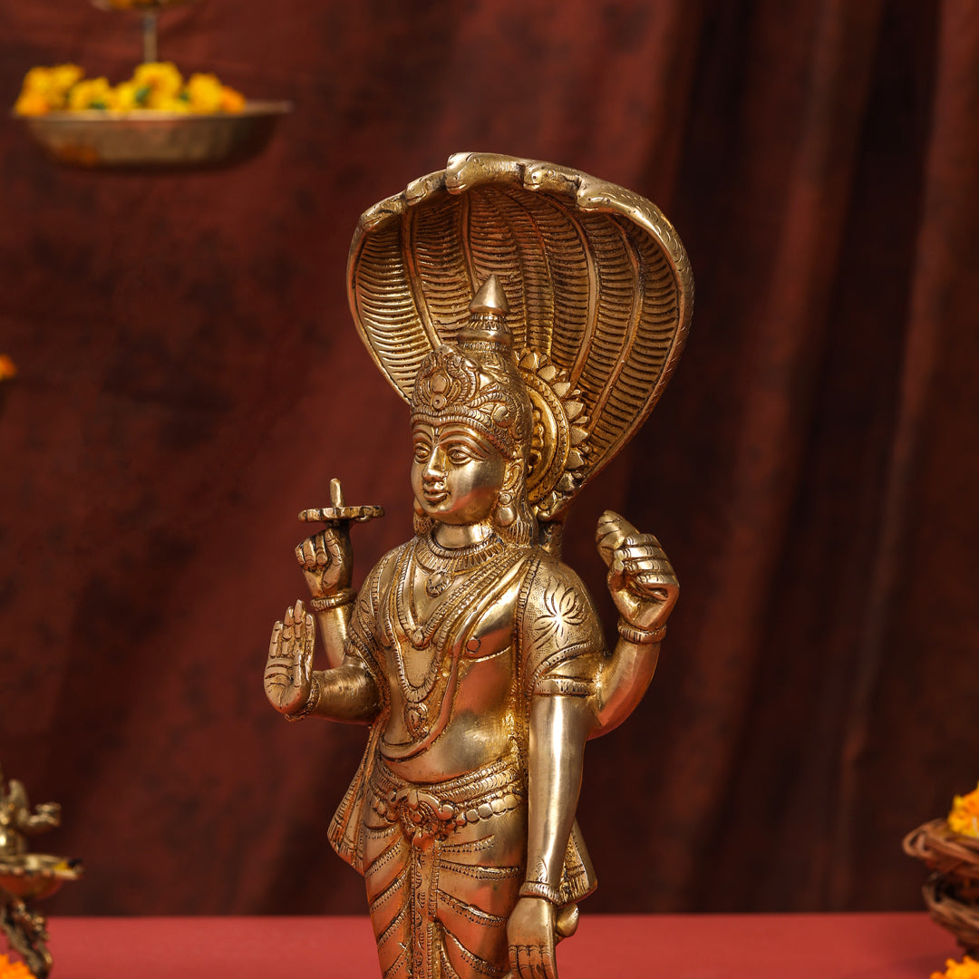 Brass Standing Lord Vishnu Idol (16.5 Inch)